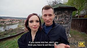 Big Tits Brunette Rides In Cowgirl While Husband Watches