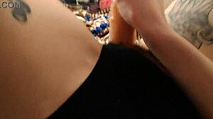 horny babe self-fucks with big dildo to orgasm