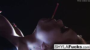 Shyla's Smoking Fetish Ignites with Big Tits and Solo Pussy Play in Wild Action!