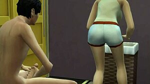 Stepmother alone with stepson, he fucks her pussy hard.