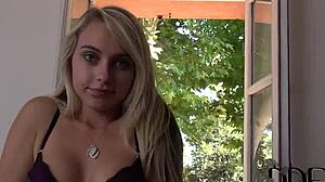 Chloe strips nude with toy on ass