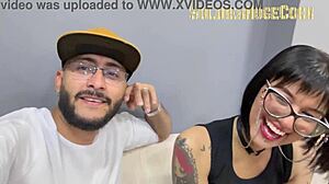 Beautiful tattooed latina deepthroats monster cock in debut