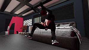 Second Life black guy bangs redhead white woman. Showers together after intense session!