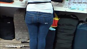 Discovering a sweaty, tight Asian ass in hidden view