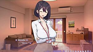 I have lovey dovey uncensored hentai with my female boss shizuko in missionary position