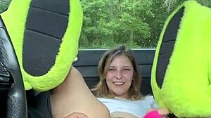 Desperate slut performs horny sex tape audition with toys