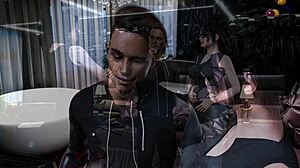 Cartoon babe in doggystyle action with hairy twist in gameplay.