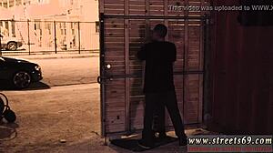 brunette teen gets rough outdoor dp, poor goldie! 😱