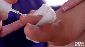 Can you believe Elisa and Lucy Li sucking their own toes in this wild lesbian foot fetish?