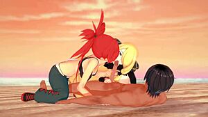 Pokemon threesome with Flannery and Cynthia, oops!