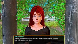 This hentai game features a redhead with big ass and small tits in family fun