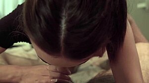 Sexy babe sucks big dick for cum in mouth. Handjob adds extra thrill!