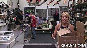 european slut sucking big cock then doggystyle in shop 😏