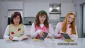 nerdy girlfriends bang hard in book club foursome