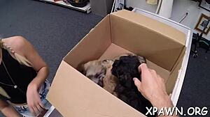 european slut sucking big cock then doggystyle in shop 😏