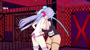 Chris Yukine and Cagliostro in wild futanari lesbian hentai