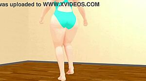Curvy Animation Girl Kyo Dances Plump Moves in Japanese Anime Style