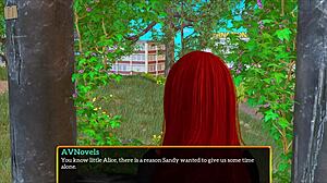 This hentai game features a redhead with big ass and small tits in family fun