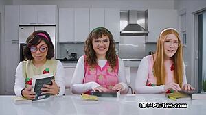 nerdy girlfriends bang hard in book club foursome