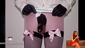 German Crossdressing Competition Features BDSM Losers in Skirts, Pantyhose, and Nylon Shoes Presentation Video 1