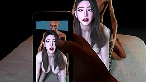 3D Asian Whore Cheats with Big Cock, Squirting Heavily in Outfit and Anal Scene