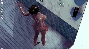 I can't get enough of this big tits shower scene in the porn in 3d hentai anime game.
