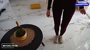 the cute pizza girl tried to run after eating my pizza, but i made her suck my cock for a facial