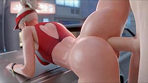 life-guard mercy gets ass-fucked with legs wide open