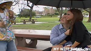 Do you like watching me take hard cock while you're stuck there, cuckold?