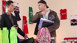 Erica Fontes, anal addict, takes double penetration in sexy cheerleader costume