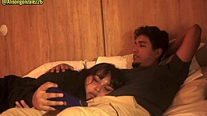 Watching a movie with my stepbrother turns into an unexpected wild moment.