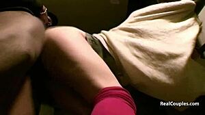 British Interracial Couple Dares Outdoor Flashing And Blowjob In Stockings