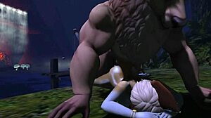 不安分的毛茸茸在野夜中交配