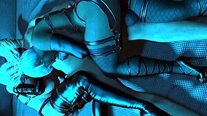 男人勺子位两个变性人，口交