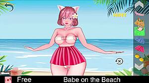 Detailed Scene Of Babe Relaxing On The Beach In Anime Game