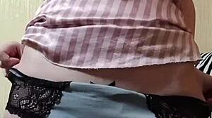 elza kom sniffs panties and fucks pussy in pants fetish style