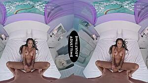 Up close vr cali sweets titty fucks david lee's big dick then rides it roughly