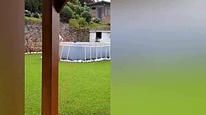 My neighbor filmed me naked at farm so i took her inside an' smashed her tight pussy full of cum