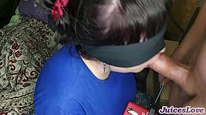 homemade blowjob ends with massive cumshot in her mouth