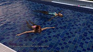 mark's intriguing pool games with stepsister and friends in dorm hentai