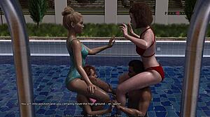 mark's intriguing pool games with stepsister and friends in dorm hentai