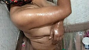 Black Indian Lady Sucks Penis in Bathroom