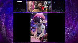 Marie and callie take turns riding a creamy cock in hentai game