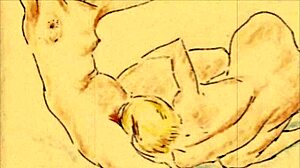 Vintage erotic illustration from anime hentai cartoon