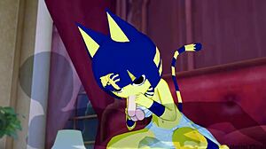 Ankha seduces in bedroom, riding cock with intense POV action. Creampie seals the steamy cartoon parody.