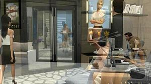 In Sims 4, office babe faces wild interracial gangbang with rough action