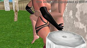 3d lesbian girls fucking each other in pussy and ass against the wall