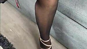 Kenia teases in black stockings and red satin dress! 🔥