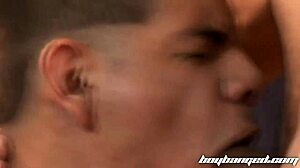 muscular bodybuilder dominates twink in steamy gay action clip. raw power meets pure desire.