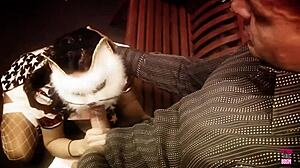 lesbian girls fuck pussy and ass against the wall in 3d